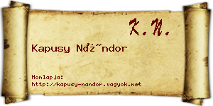 Kapusy Nándor névjegykártya