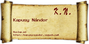 Kapusy Nándor névjegykártya